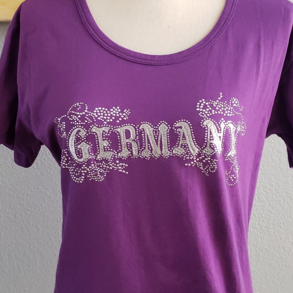 "Germany" Fancy Script And Stud Tee - image 1